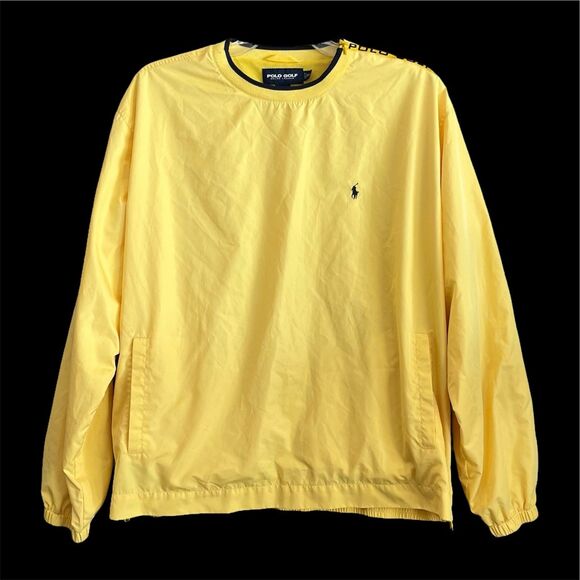 Ralph Lauren Polo Golf Windbreaker Mens XL Yellow Side Zip Track Jacket Pullover - Picture 1 of 12